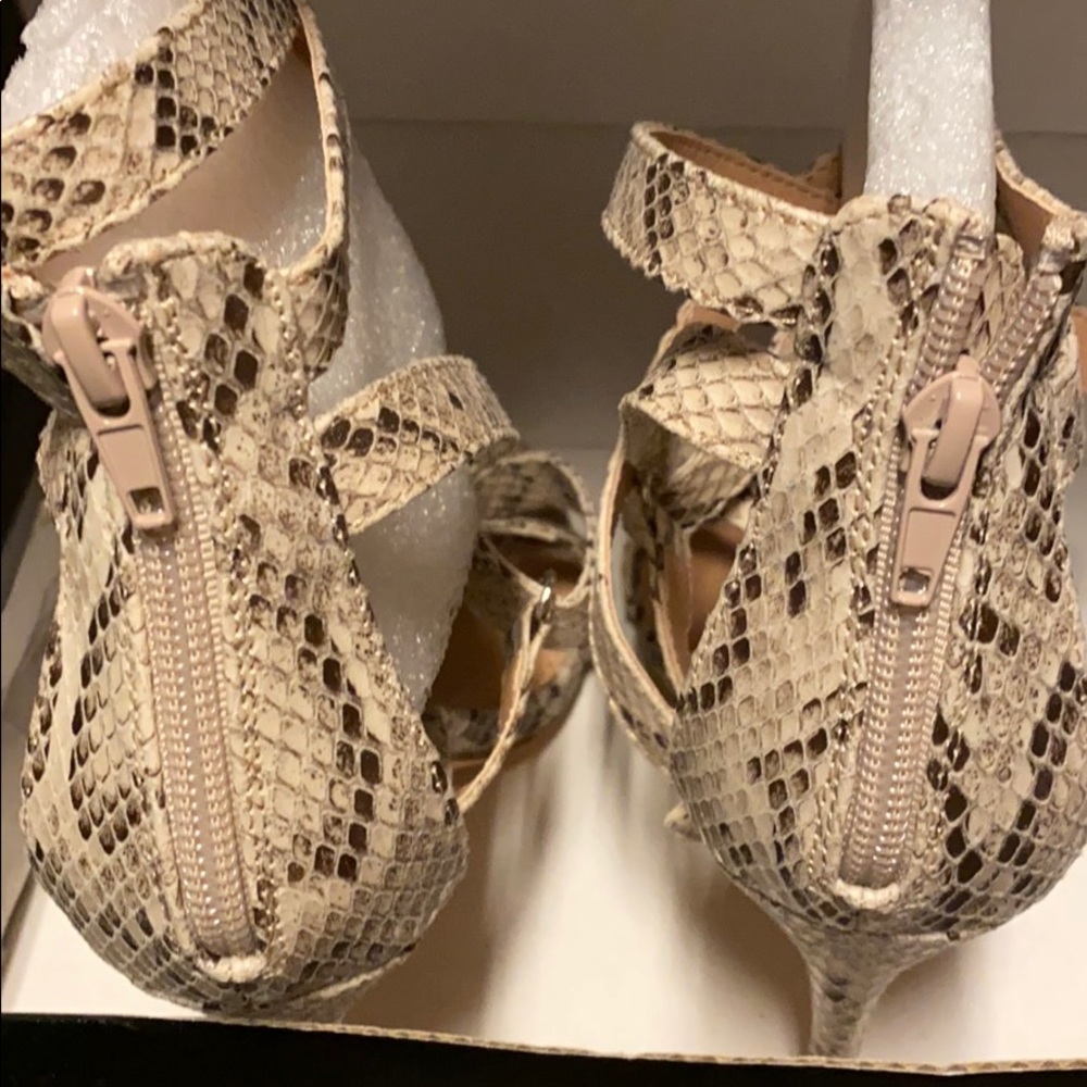 4 Inch Stiletto Heel - Zion Brown, Snake, Strappy Open Toe Rear Zipper. - Picture 3 of 5